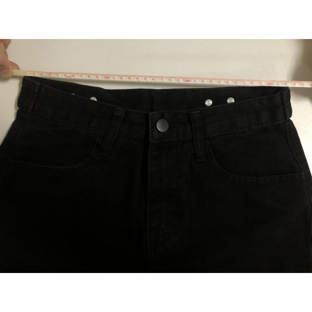 全新便宜轉賣!【瘦子看這】98%棉可調節腰扣高腰開衩黑色牛仔半身裙a字中長直筒包臀裙水洗牛仔裙-細節圖4