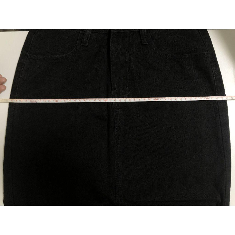 全新便宜轉賣!【瘦子看這】98%棉可調節腰扣高腰開衩黑色牛仔半身裙a字中長直筒包臀裙水洗牛仔裙-細節圖5