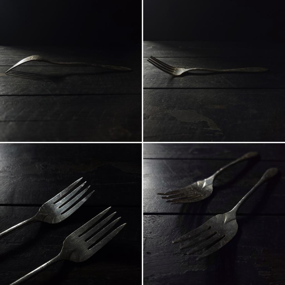 【台灣現貨】歐式復古鍍銀叉匙六件組-Vintage舊物中古老件二手銀器拍照道具鍍銀叉子鍍銀湯匙西洋餐具 | 伯爵古器-細節圖3