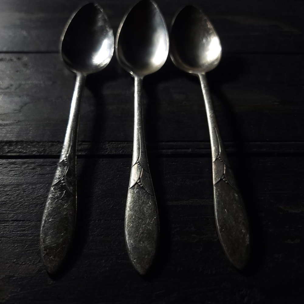 【台灣現貨】歐式復古鍍銀叉匙六件組-Vintage舊物中古老件二手銀器拍照道具鍍銀叉子鍍銀湯匙西洋餐具 | 伯爵古器-細節圖4