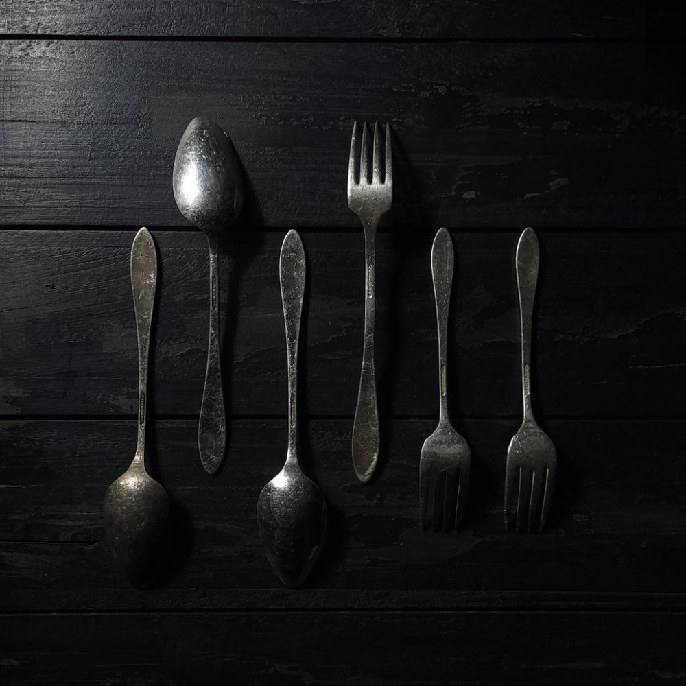 【台灣現貨】歐式復古鍍銀叉匙六件組-Vintage舊物中古老件二手銀器拍照道具鍍銀叉子鍍銀湯匙西洋餐具 | 伯爵古器-細節圖5