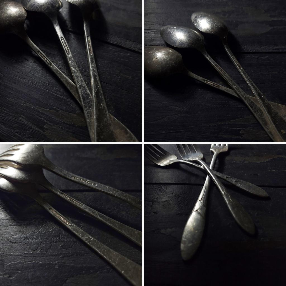 【台灣現貨】歐式復古鍍銀叉匙六件組-Vintage舊物中古老件二手銀器拍照道具鍍銀叉子鍍銀湯匙西洋餐具 | 伯爵古器-細節圖7