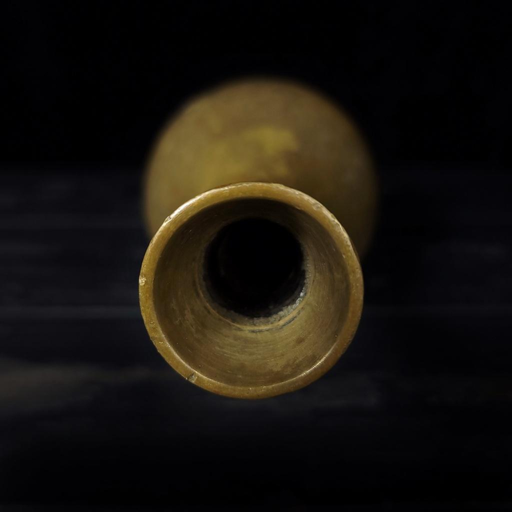 【台灣現貨】歐式復古黃銅花瓶-Vintage舊物中古老件二手銅器拍照道具細頸黃銅花瓶曲線花瓶靜物擺件 | 伯爵古器-細節圖5