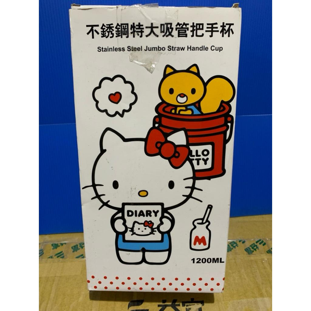Kitty不鏽鋼特大吸管把手杯保溫杯 三麗鷗 Sanrio 凱蒂貓 Hello kitty 冰霸杯 保冷杯 水壺 水杯-細節圖5