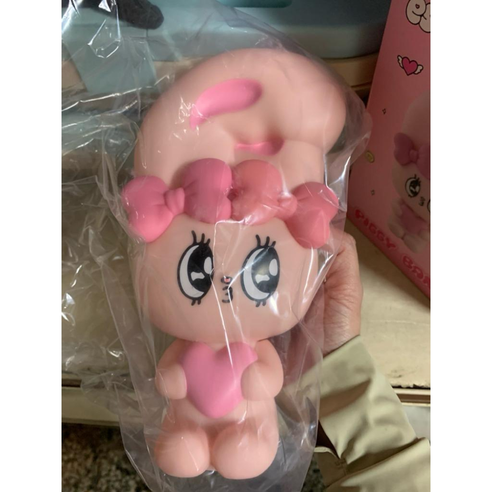 艾絲樂小兔 公仔存錢筒 711集點 艾斯樂小兔 ESTHER BUNNY韓國聯名 撲滿 粉紅兔 造型立體 存錢桶 愛樂絲-細節圖2