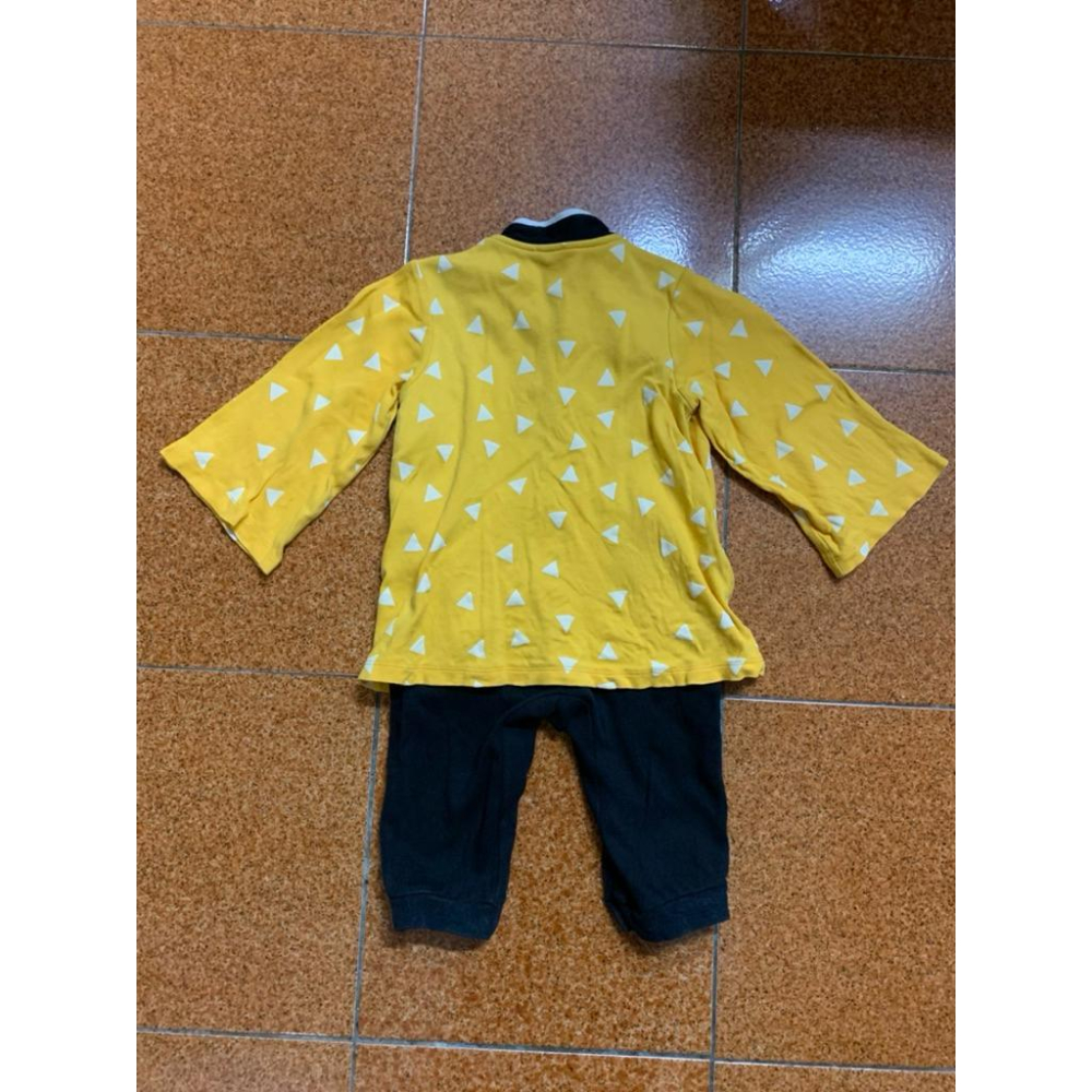 二手 鬼滅之刃 cosplay 我妻善逸 幼童連身衣 角色扮演 包屁衣 兒童純棉 90cm 動漫 萬聖節 聖誕節-細節圖2