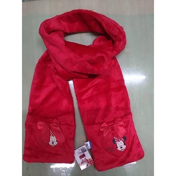 迪士尼 米妮圍巾 兒童圍巾 保暖圍脖 加絨 女童寶寶圍巾-細節圖2