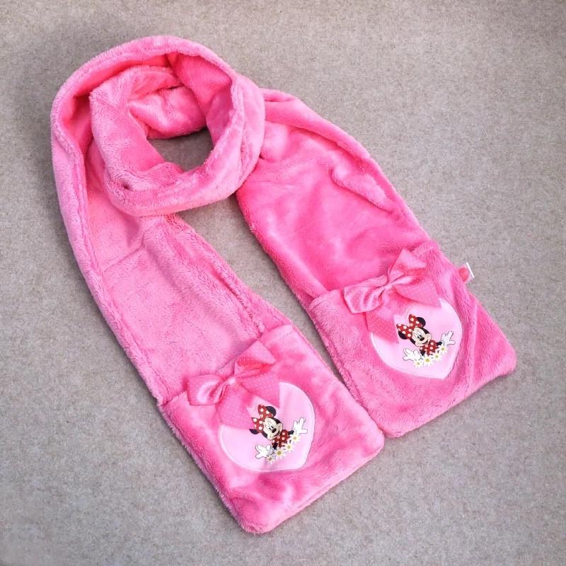迪士尼 米妮圍巾 兒童圍巾 保暖圍脖 加絨 女童寶寶圍巾-細節圖3