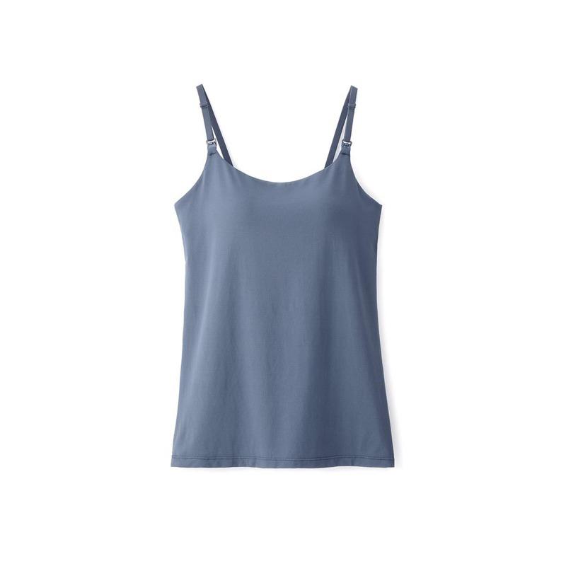 三件 mamaway媽媽餵Bra Top抗菌細肩帶孕哺背心 灰色M-細節圖6