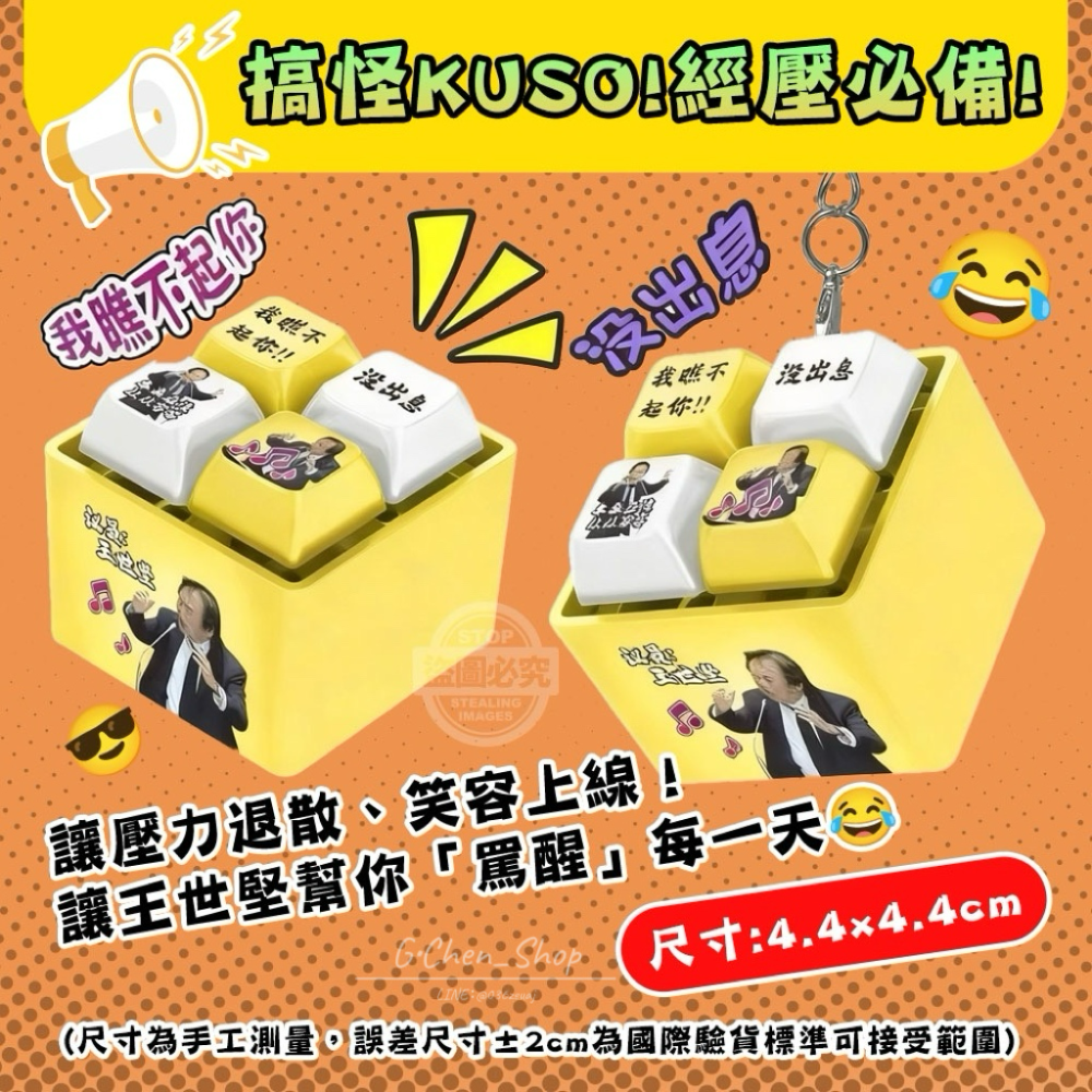 【預購】王世堅沒出息發聲發光舒壓語音按鍵鑰匙圈-細節圖4