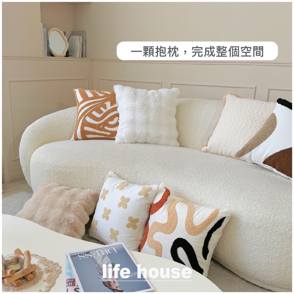 生活家｜抱枕套現代黑白幾何 45x45 字母印花 沙發靠枕套 枕頭套 靠墊套 簡約風格 裝飾枕套 靠背枕 台灣現貨-細節圖4
