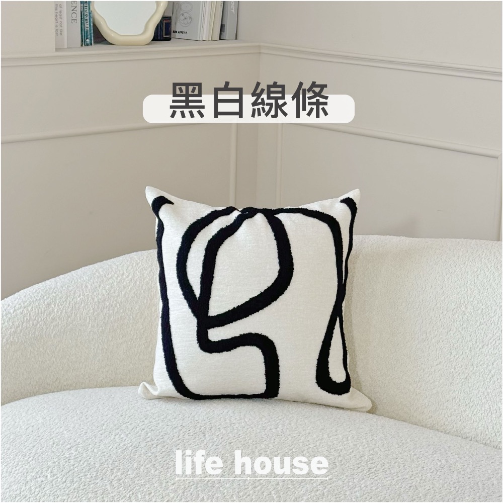 生活家｜抱枕套現代黑白幾何 45x45 字母印花 沙發靠枕套 枕頭套 靠墊套 簡約風格 裝飾枕套 靠背枕 台灣現貨-規格圖8