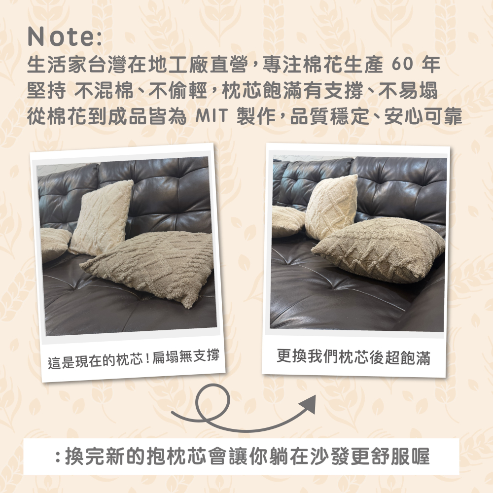 生活家｜台灣製造【高填充抱枕芯】多尺寸可水洗 枕芯 枕心 抱枕心 沙發枕芯 靠枕心 壓縮枕芯 工廠直營 現貨-細節圖2