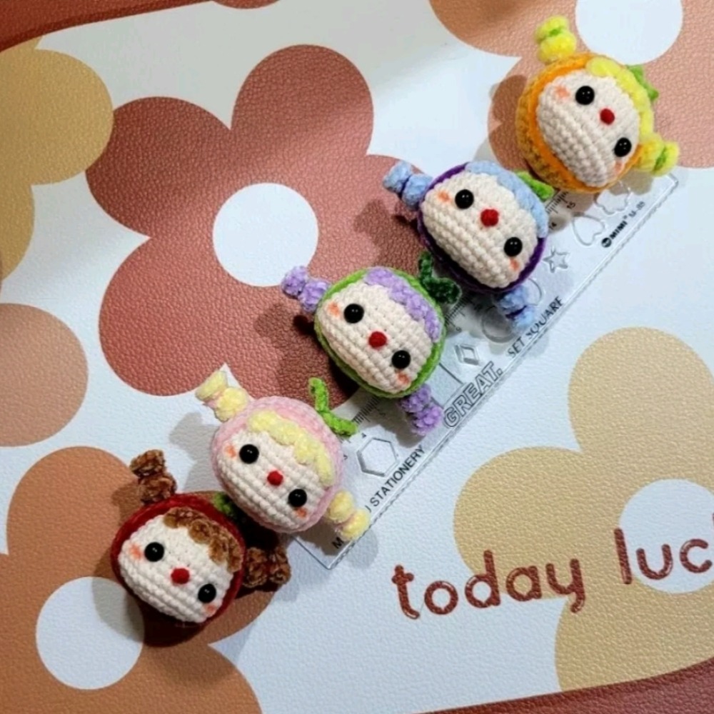 發芽了～～可愛妹妹頭鑰匙圈🌱鈎針。針織。毛線娃娃～🍉-細節圖2