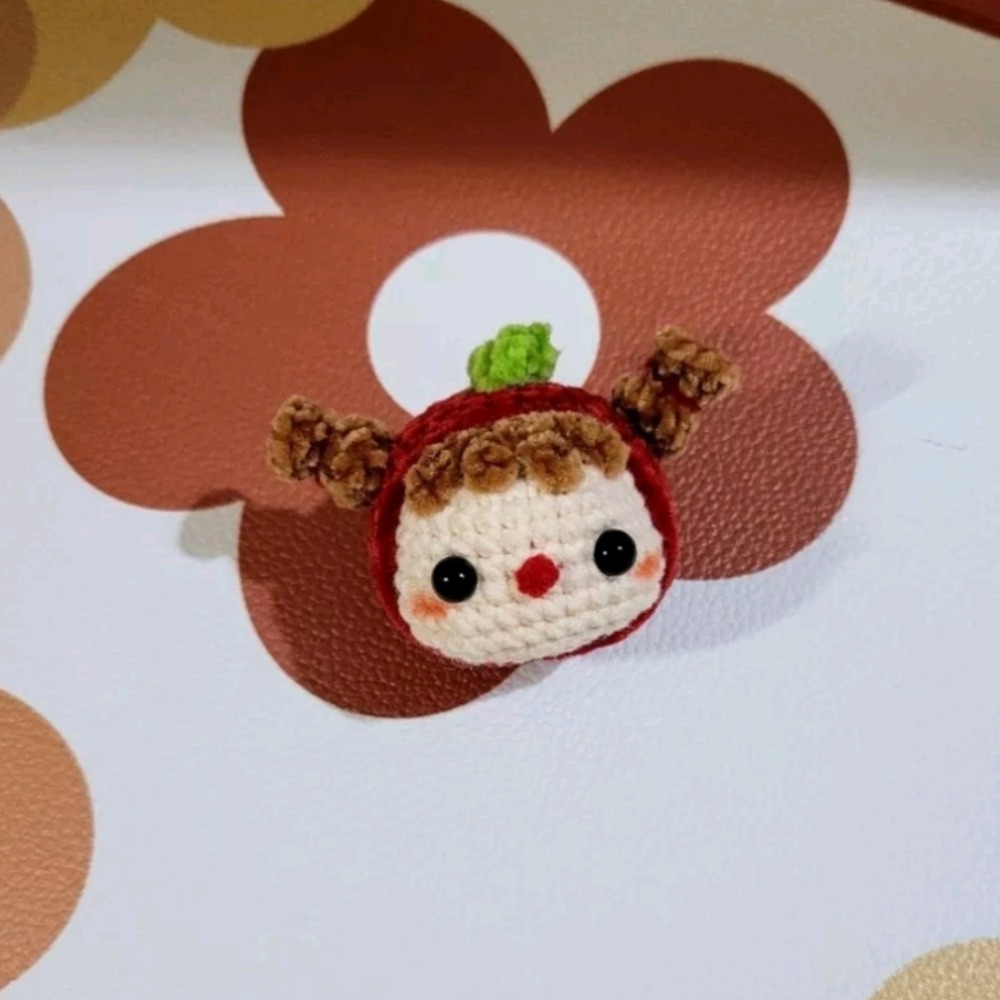 發芽了～～可愛妹妹頭鑰匙圈🌱鈎針。針織。毛線娃娃～🍉-細節圖3