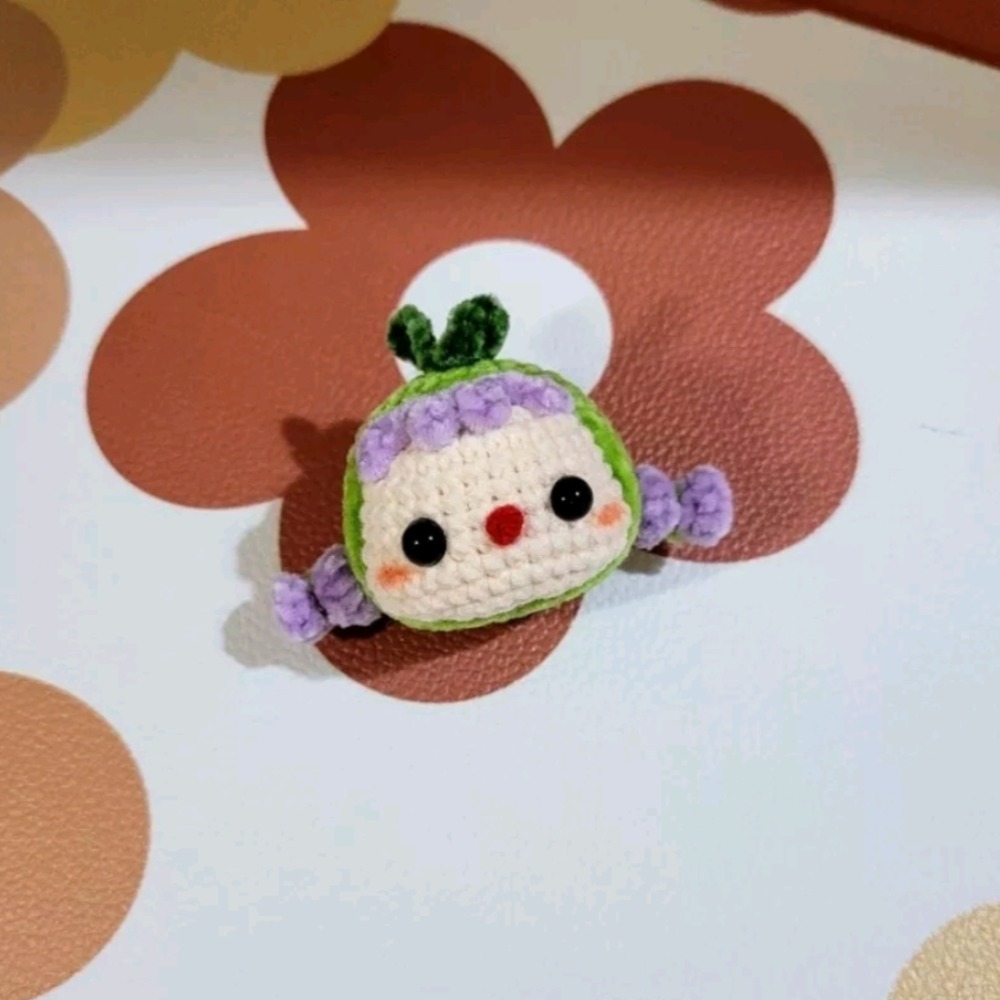發芽了～～可愛妹妹頭鑰匙圈🌱鈎針。針織。毛線娃娃～🍉-細節圖6