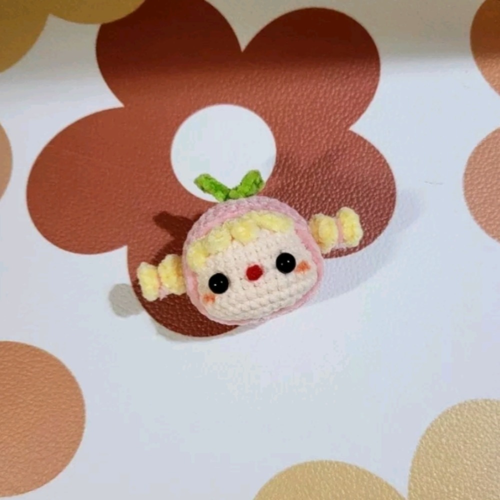 發芽了～～可愛妹妹頭鑰匙圈🌱鈎針。針織。毛線娃娃～🍉-細節圖7