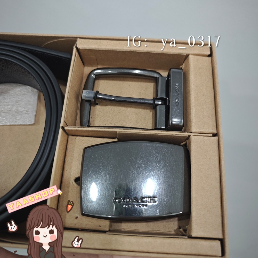 現貨🐯歐美代購 COACH男皮帶禮盒 COACH滿版皮帶 輕奢 送禮自用兩相宜 COACH翻轉皮帶 正品代購-細節圖2