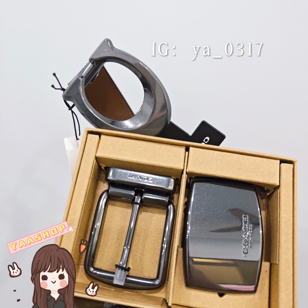 現貨🐯歐美代購 COACH男皮帶禮盒 COACH滿版皮帶 輕奢 送禮自用兩相宜 COACH翻轉皮帶 正品代購-細節圖3