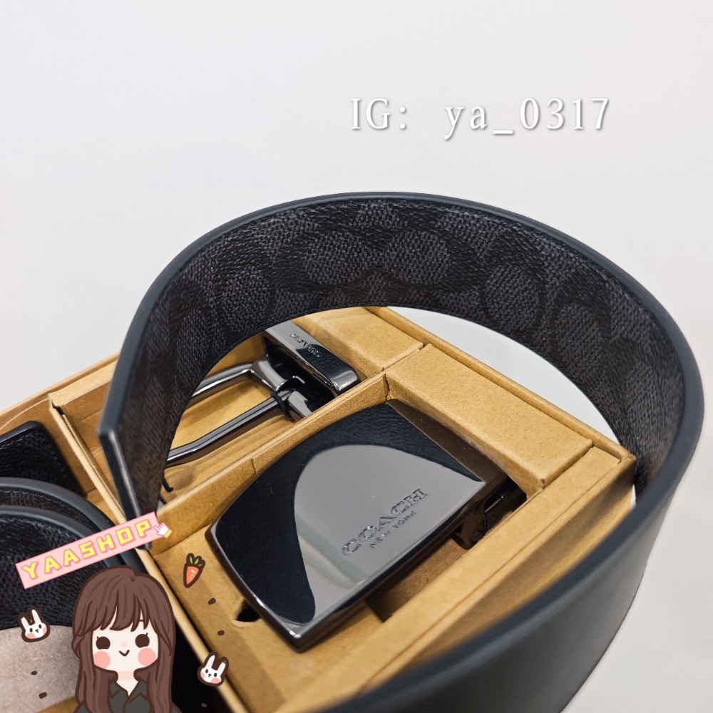 現貨🐯歐美代購 COACH男皮帶禮盒 COACH滿版皮帶 輕奢 送禮自用兩相宜 COACH翻轉皮帶 正品代購-細節圖5