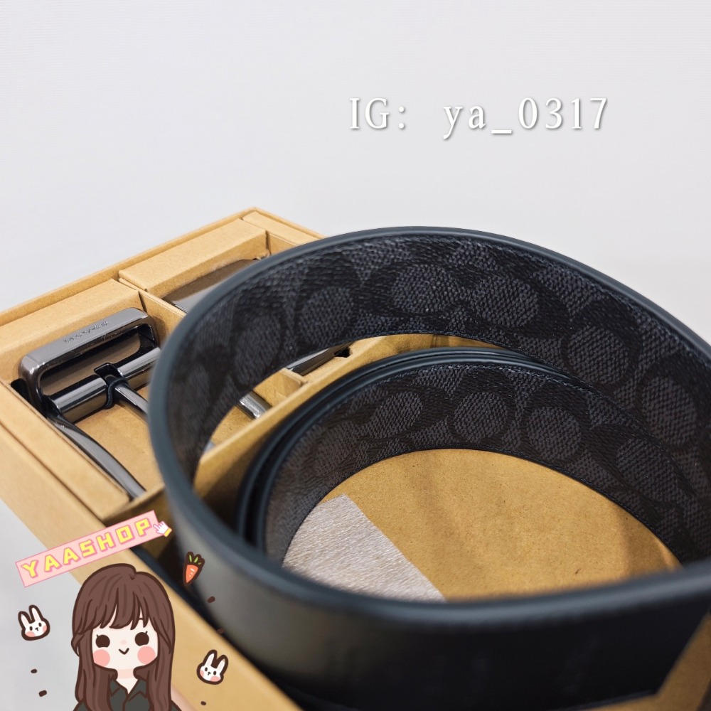現貨🐯歐美代購 COACH男皮帶禮盒 COACH滿版皮帶 輕奢 送禮自用兩相宜 COACH翻轉皮帶 正品代購-細節圖6