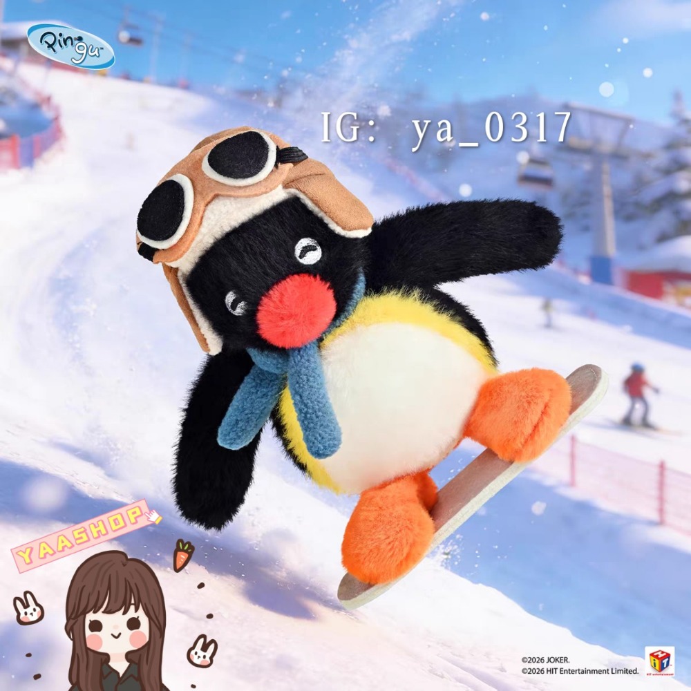 在途中🐯2026新品IP吊飾娃娃 企鵝家族 PINGU正品代購 走冬天系列 全副武裝 單板健將 會掛防偽籤‼️-細節圖3