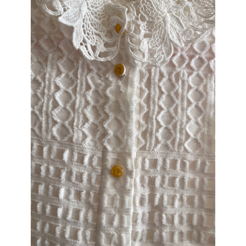 白色無袖蕾絲翻領背心上衣-細節圖2