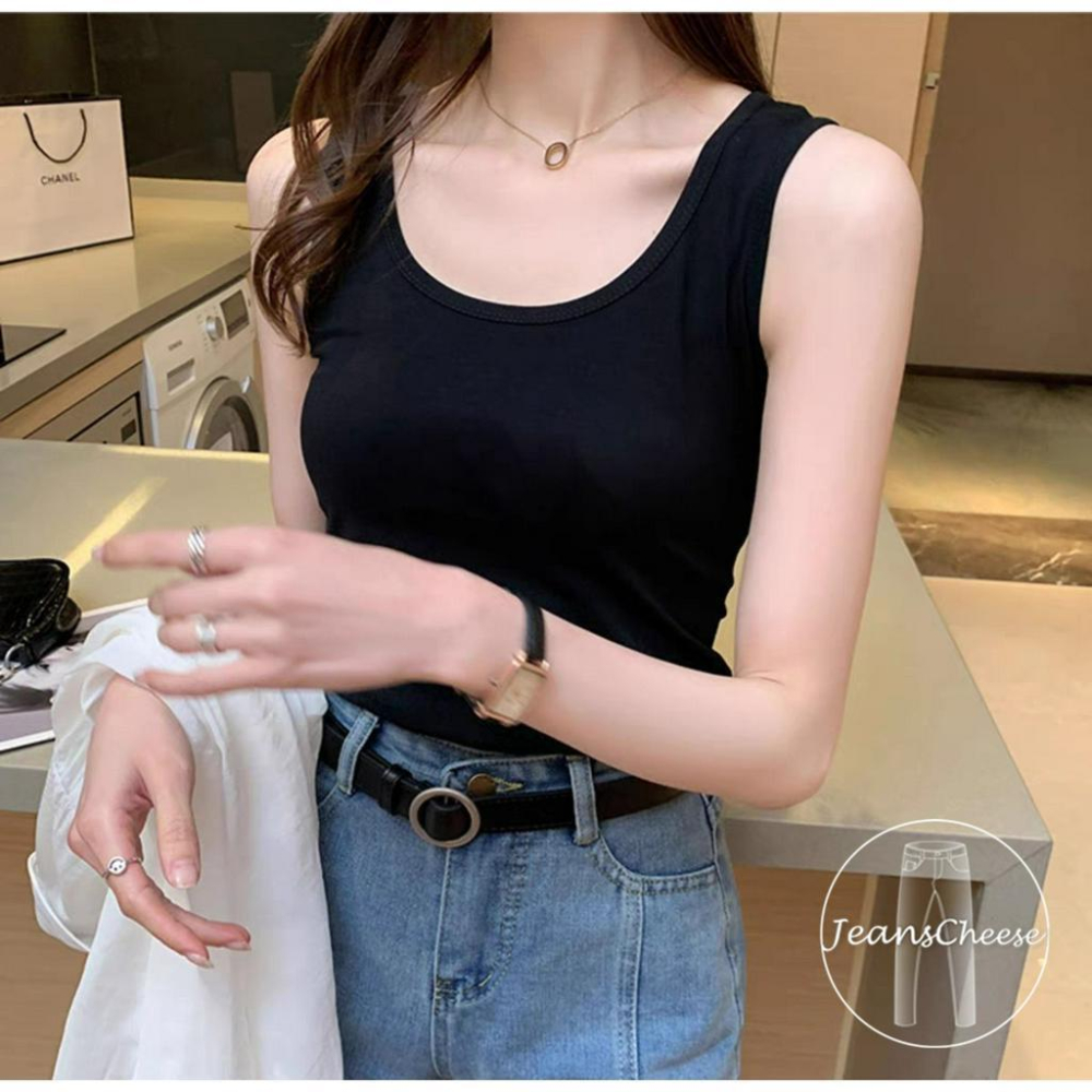 簡約純色顯瘦修身百搭 圓領背心 莫代爾上衣 莫代爾背心 內搭背心 打底上衣 外穿 無袖背心 無袖上衣 坦克背心-細節圖2