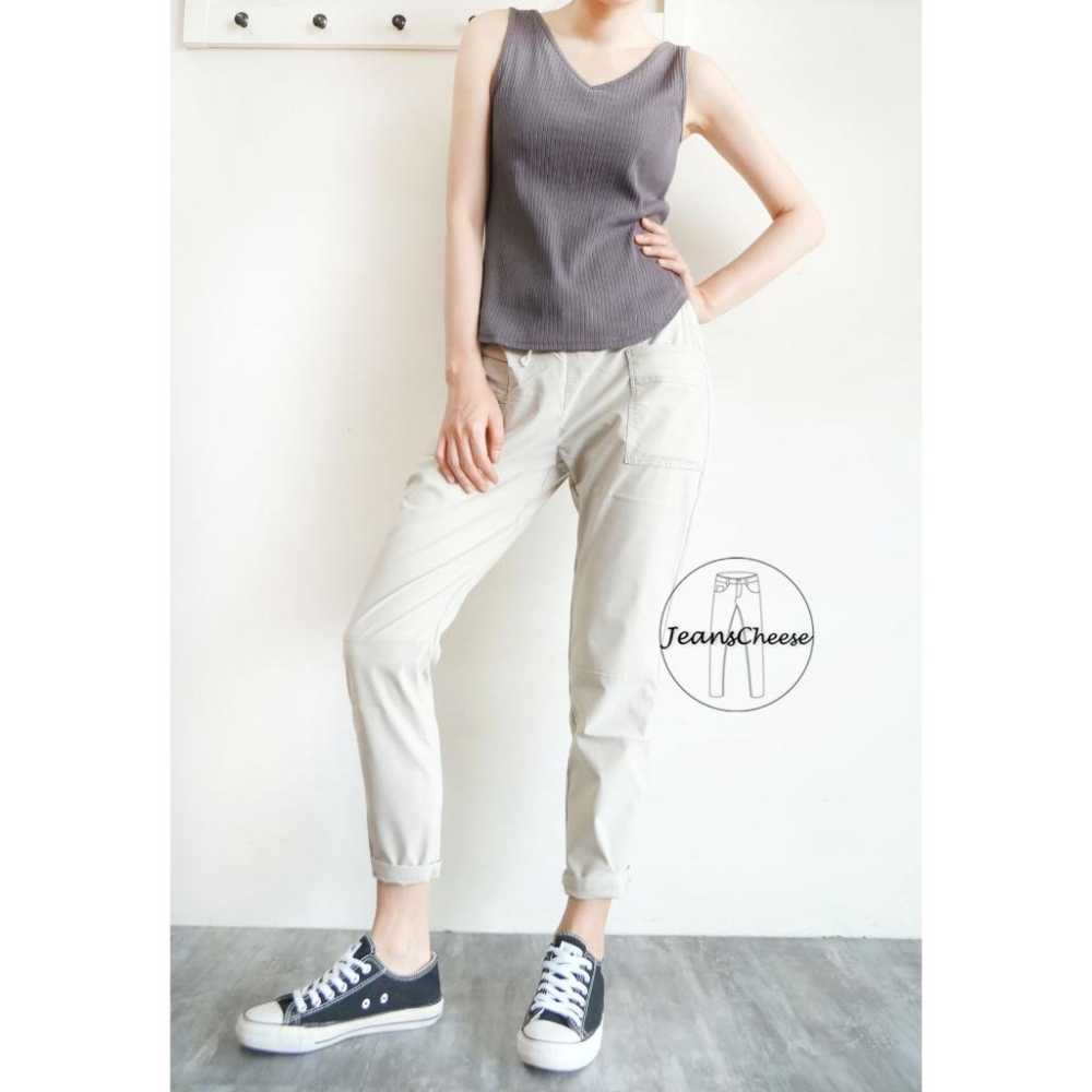 日系爆款.超彈力顯瘦涼感冰絲挺版.口袋哈倫褲.鬆緊綁帶.老爺褲.AB褲.休閒長褲.九分褲.顯瘦長褲.S9.1995-細節圖3