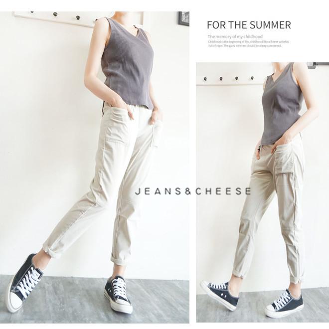 日系爆款.超彈力顯瘦涼感冰絲挺版.口袋哈倫褲.鬆緊綁帶.老爺褲.AB褲.休閒長褲.九分褲.顯瘦長褲.S9.1995-細節圖5