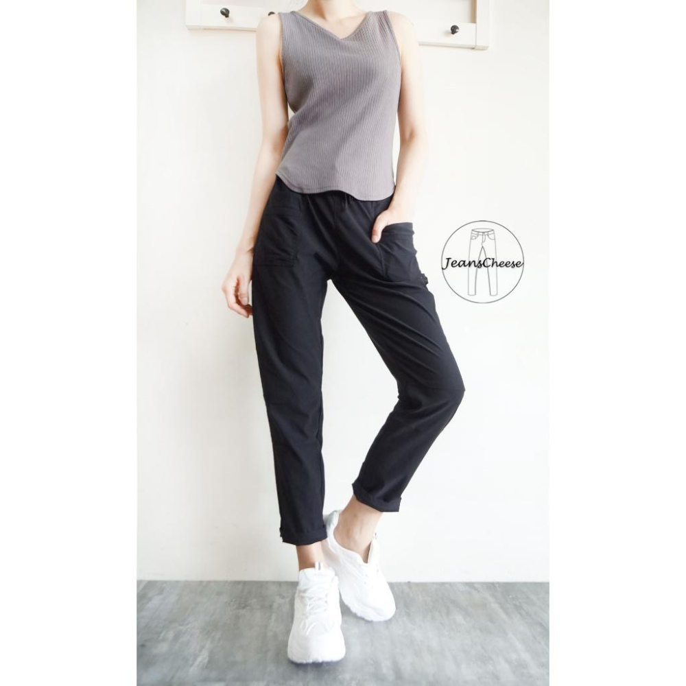 日系爆款.超彈力顯瘦涼感冰絲挺版.口袋哈倫褲.鬆緊綁帶.老爺褲.AB褲.休閒長褲.九分褲.顯瘦長褲.S9.1995-細節圖6