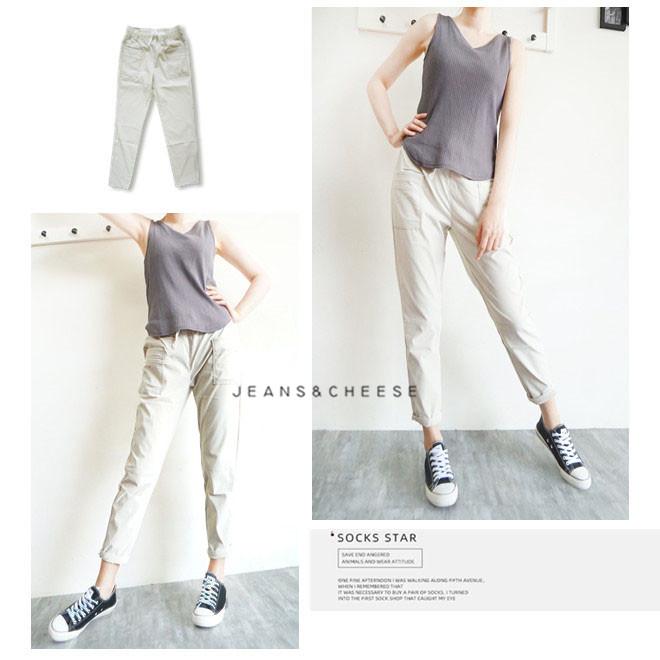 日系爆款.超彈力顯瘦涼感冰絲挺版.口袋哈倫褲.鬆緊綁帶.老爺褲.AB褲.休閒長褲.九分褲.顯瘦長褲.S9.1995-細節圖7