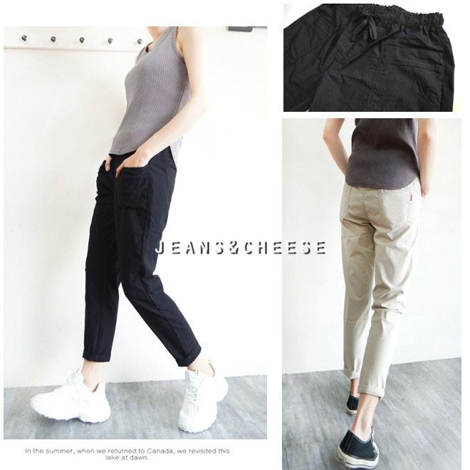 日系爆款.超彈力顯瘦涼感冰絲挺版.口袋哈倫褲.鬆緊綁帶.老爺褲.AB褲.休閒長褲.九分褲.顯瘦長褲.S9.1995-細節圖9