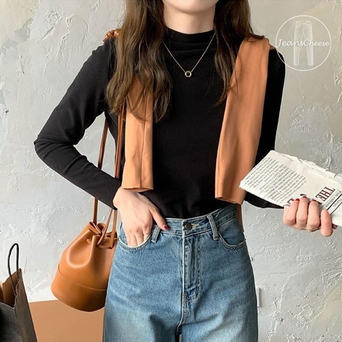 顯瘦百搭 雙面輕磨毛 保暖 素色 內搭衣 長袖上衣 立領上衣 打底衫 素T 簡約時尚 長袖素T 長袖T恤 貼身上衣 長T-細節圖2