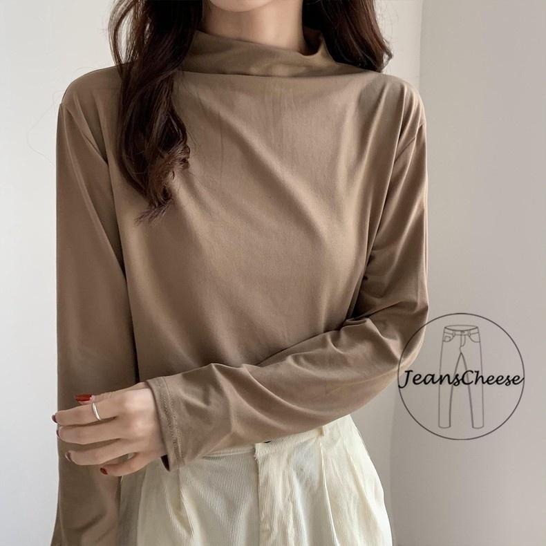 顯瘦百搭 雙面輕磨毛 保暖 素色 內搭衣 長袖上衣 立領上衣 打底衫 素T 簡約時尚 長袖素T 長袖T恤 貼身上衣 長T-細節圖3