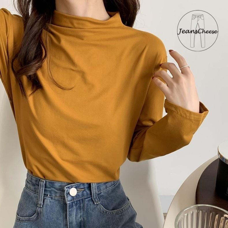 顯瘦百搭 雙面輕磨毛 保暖 素色 內搭衣 長袖上衣 立領上衣 打底衫 素T 簡約時尚 長袖素T 長袖T恤 貼身上衣 長T-細節圖5