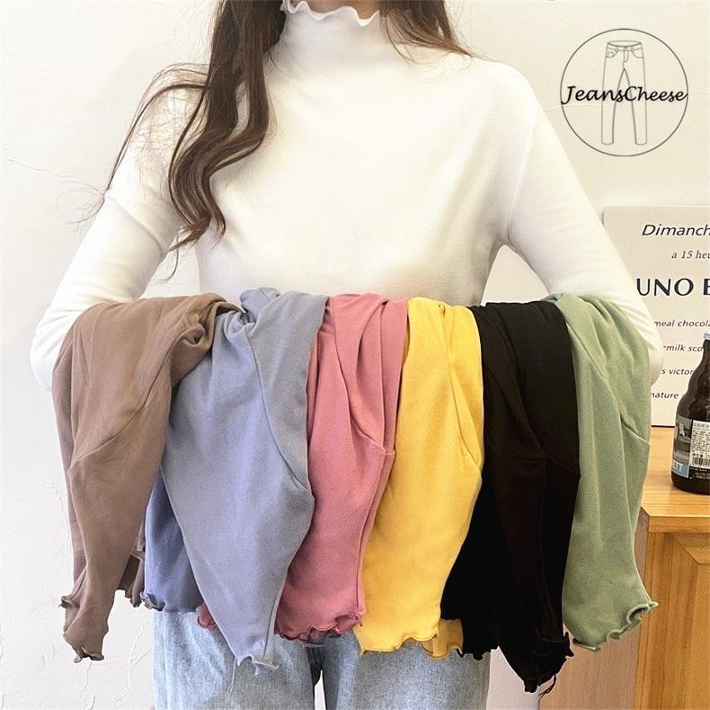 7色任選/雙面磨毛 立領 半高領 保暖衣 木耳邊上衣 立領上衣 半高領上衣 發熱衣 冬天上衣 打底衫 刷毛衣 長袖上衣-細節圖3