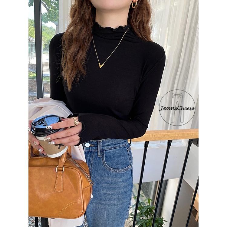 7色任選/雙面磨毛 立領 半高領 保暖衣 木耳邊上衣 立領上衣 半高領上衣 發熱衣 冬天上衣 打底衫 刷毛衣 長袖上衣-細節圖6