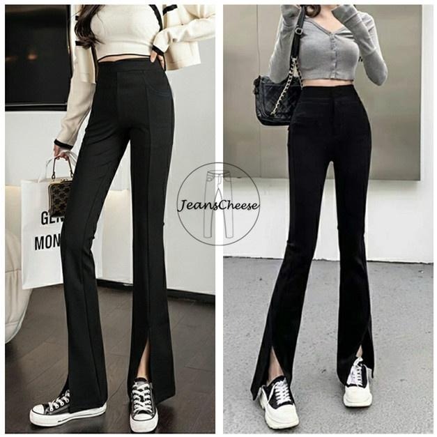 韓系超美💖激瘦細腿4D立體挺版車線.前開衩喇叭褲.微喇叭褲.小喇叭褲.喇叭褲.黑褲.黑色長褲.顯瘦長褲.F63.810-細節圖6