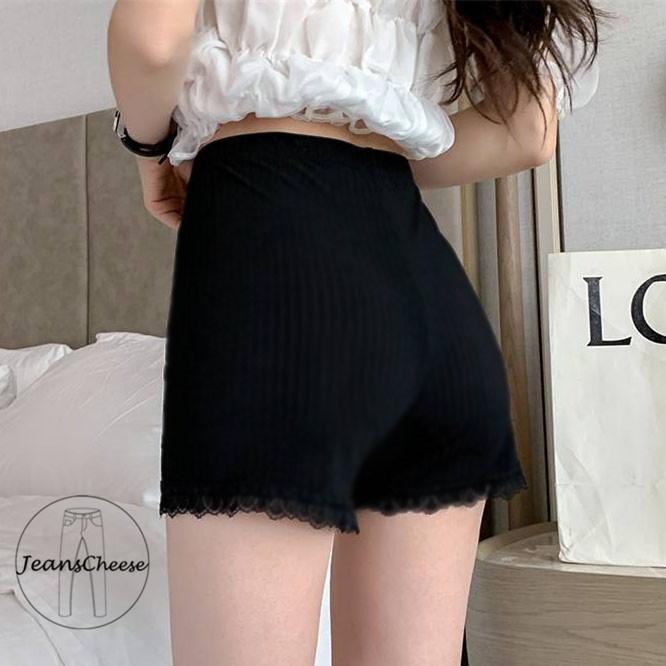 蕾絲木耳邊 高彈力棉質 安全褲 免穿內褲 貼心加襠設計 蕾絲內褲 無痕內褲 無縫內褲 防走光 打底褲 四角褲  女生內褲-細節圖3