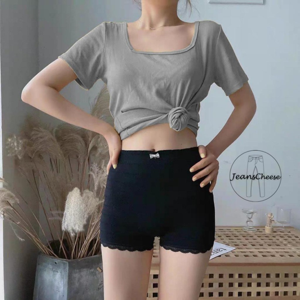 蕾絲木耳邊 高彈力棉質 安全褲 免穿內褲 貼心加襠設計 蕾絲內褲 無痕內褲 無縫內褲 防走光 打底褲 四角褲  女生內褲-細節圖4