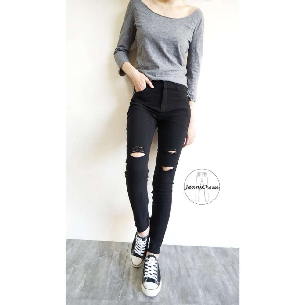 超彈不擠肉!不跑絲 -6KG加彈直紋高腰顯瘦黑褲.百搭.女裝.鉛筆褲.割破內搭褲.黑色長褲.女生黑褲.F4.8547-細節圖2