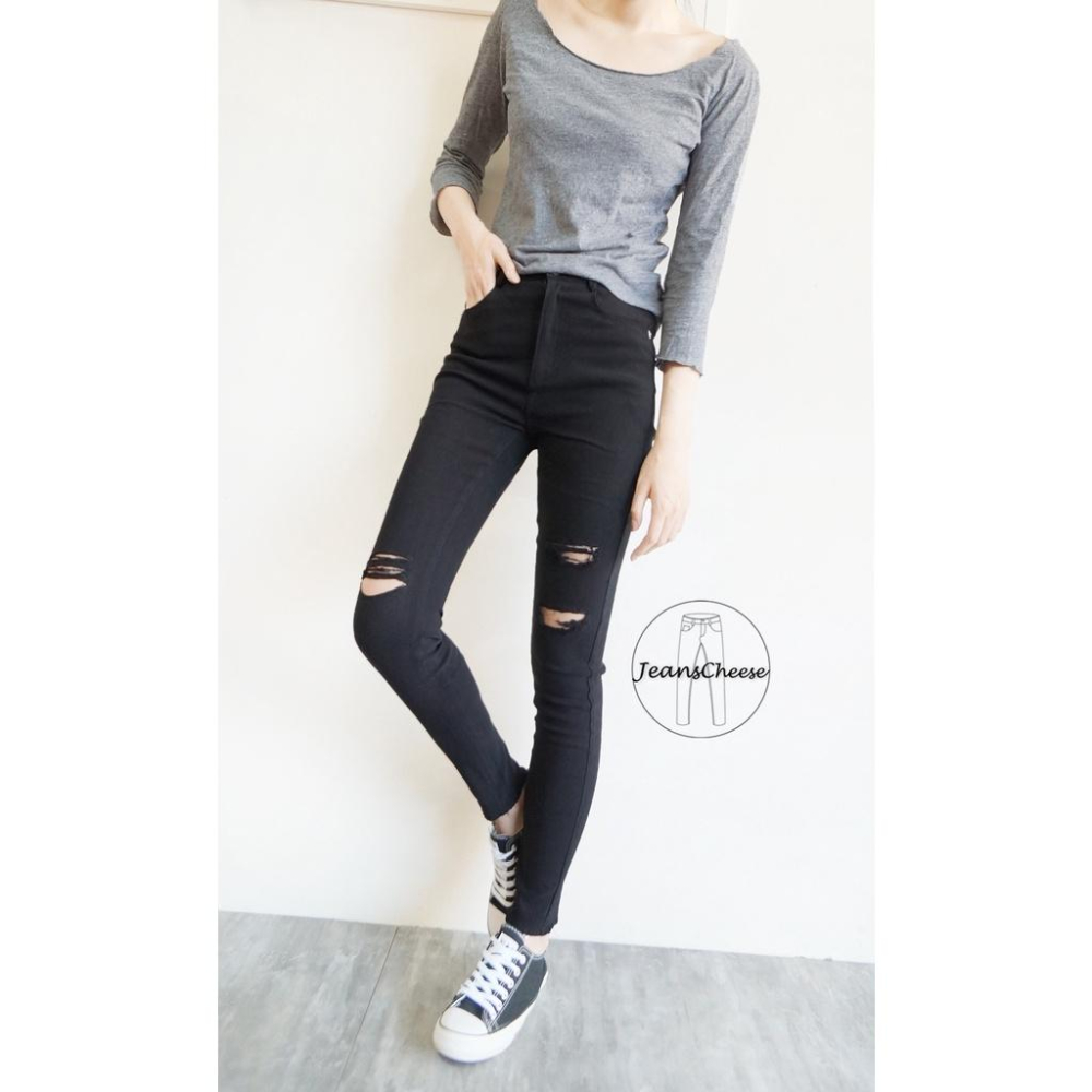 超彈不擠肉!不跑絲 -6KG加彈直紋高腰顯瘦黑褲.百搭.女裝.鉛筆褲.割破內搭褲.黑色長褲.女生黑褲.F4.8547-細節圖5