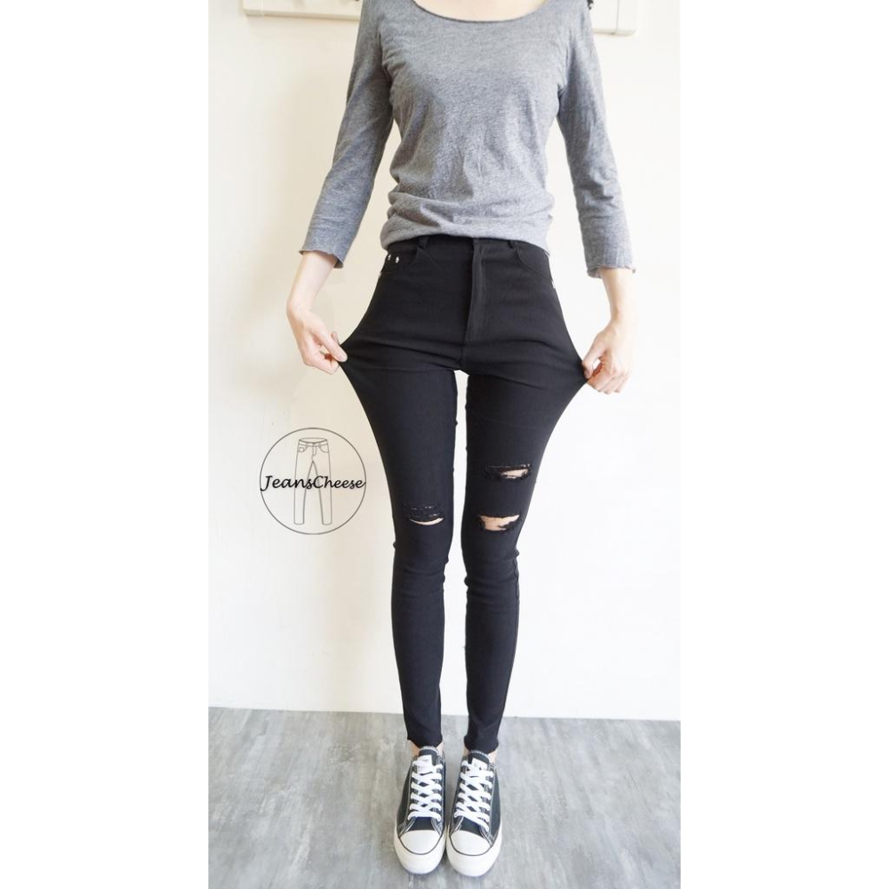 超彈不擠肉!不跑絲 -6KG加彈直紋高腰顯瘦黑褲.百搭.女裝.鉛筆褲.割破內搭褲.黑色長褲.女生黑褲.F4.8547-細節圖6