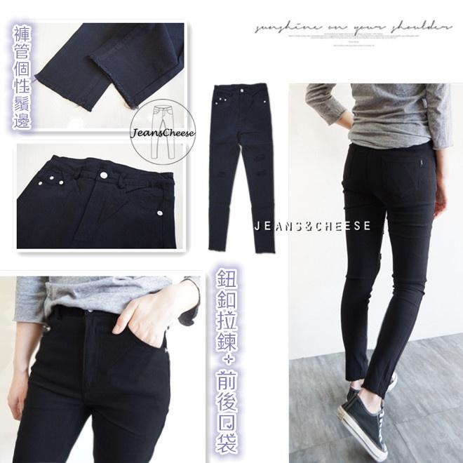 超彈不擠肉!不跑絲 -6KG加彈直紋高腰顯瘦黑褲.百搭.女裝.鉛筆褲.割破內搭褲.黑色長褲.女生黑褲.F4.8547-細節圖8