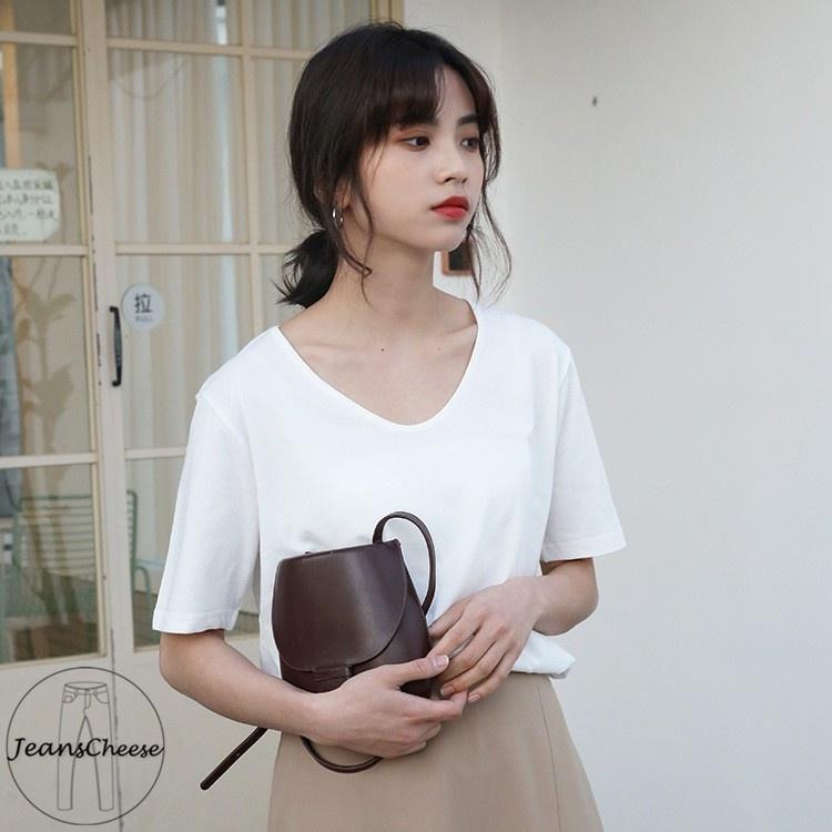 9色任選💖顯瘦韓妞款百搭短袖T恤 短袖棉T 大學T 短袖T恤 短袖上衣 短T 女生上衣 女裝 素T 圓領上衣 圓領t恤-細節圖4