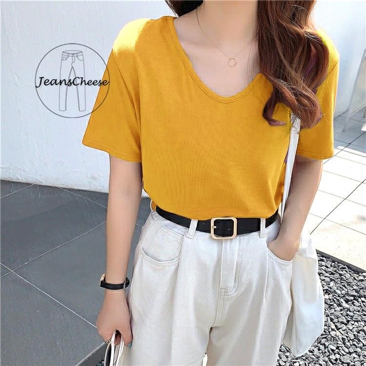 9色任選💖顯瘦韓妞款百搭短袖T恤 短袖棉T 大學T 短袖T恤 短袖上衣 短T 女生上衣 女裝 素T 圓領上衣 圓領t恤-細節圖7