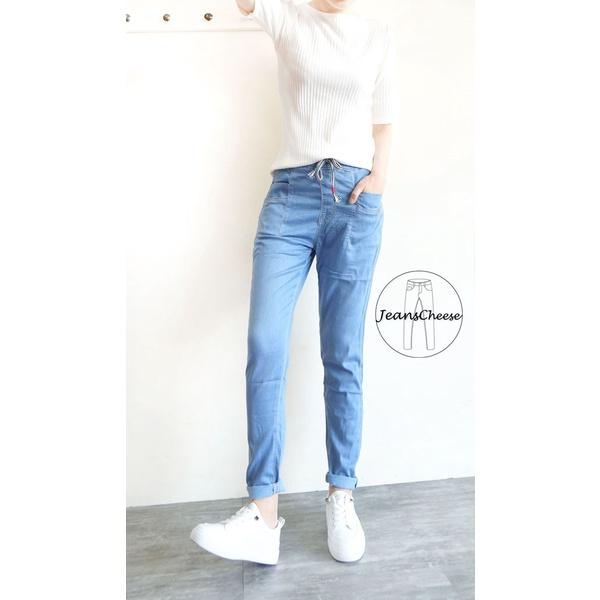 無印風🌠薄丹寧.高腰.鬆緊帶+抽繩.造型口袋.哈倫褲.寬鬆長褲.休閒長褲.提臀.女生.長褲.高腰褲.#.W5.7855-細節圖4