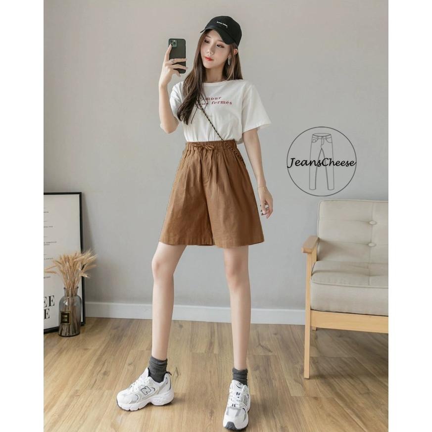 日系顯瘦.高腰綁帶.棉麻短褲.兩側口袋.A字短褲.五分褲.透氣舒適.闊腿褲.休閒短褲.棉麻褲.休閒褲.褲裙-細節圖2