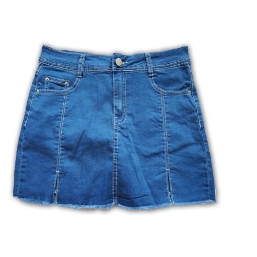 ☁薄彈褲裙☁S~L超拉彈力裙擺倒V剪裁質感素薄丹寧牛仔褲裙女裝#.N7.250-細節圖9